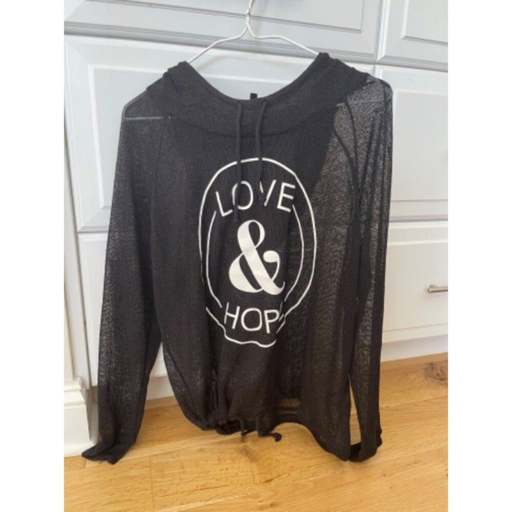 Black messh Love and hope hoodie (M) - Picture 2 of 4
